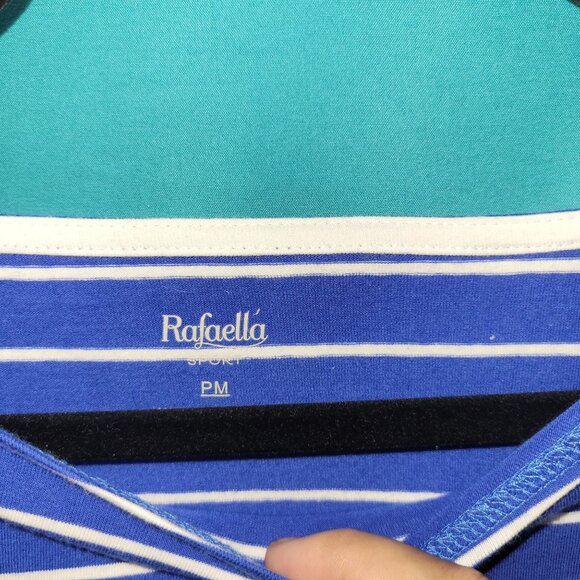 Striped Blue & White Boat Neck Top By Rafaella Size PM - Picture 4 of 11
